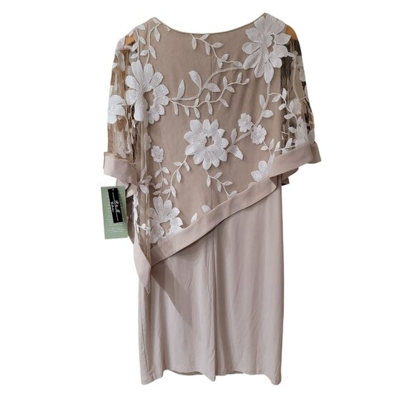 R & M Collection Women’s Champagne Floral Embroidered Dress NWT Size 14 - Picture 2 of 6